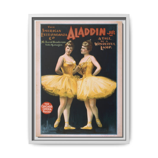 The American Extravaganza Co. in Aladdin Jr. A Tale of a Wonderful Lamp (1894). Matte. Framed Canvas.
