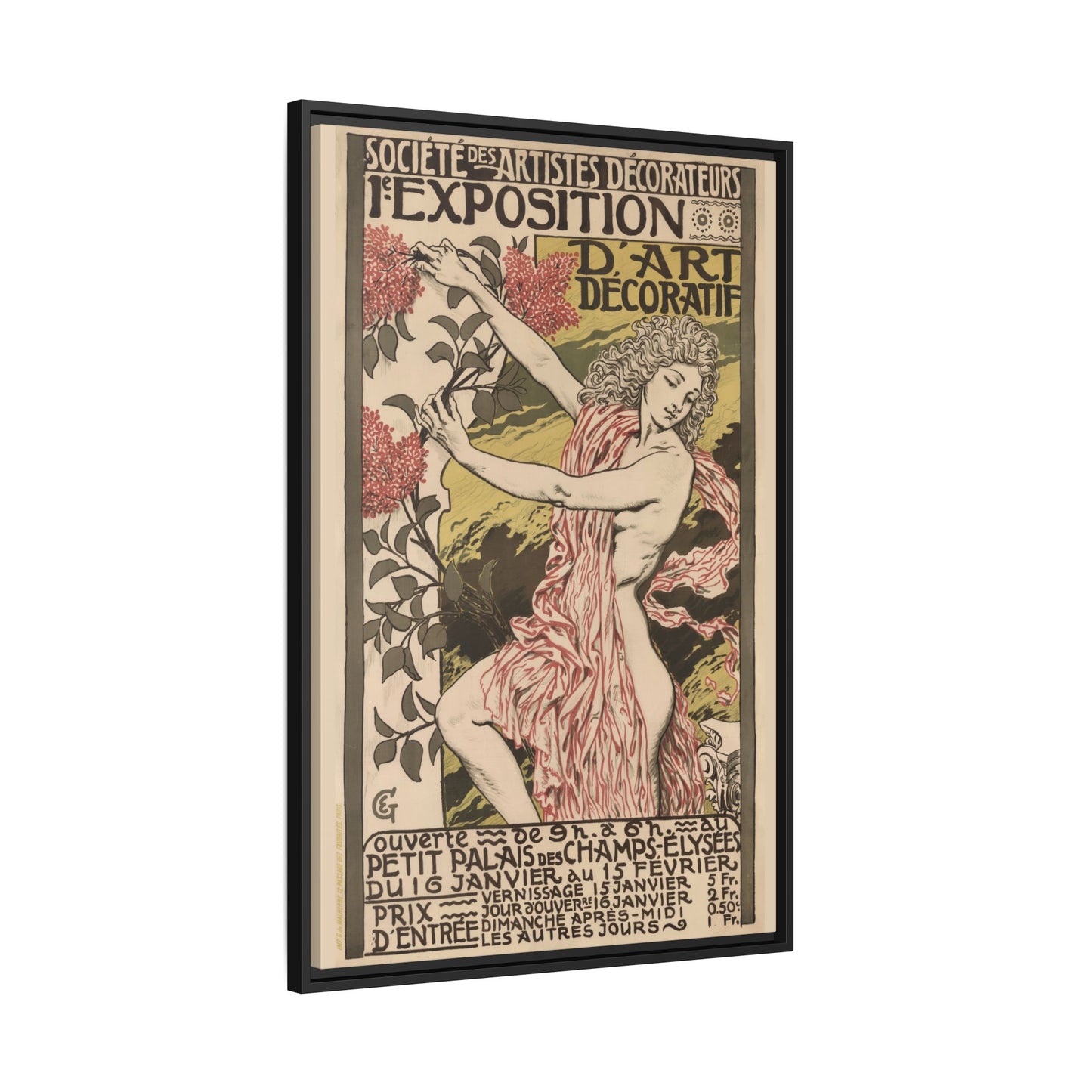 1re Exposition d’Art Décoratif Poster (Société des Artistes Décorateurs, 1912). Matte. Framed Canvas.
