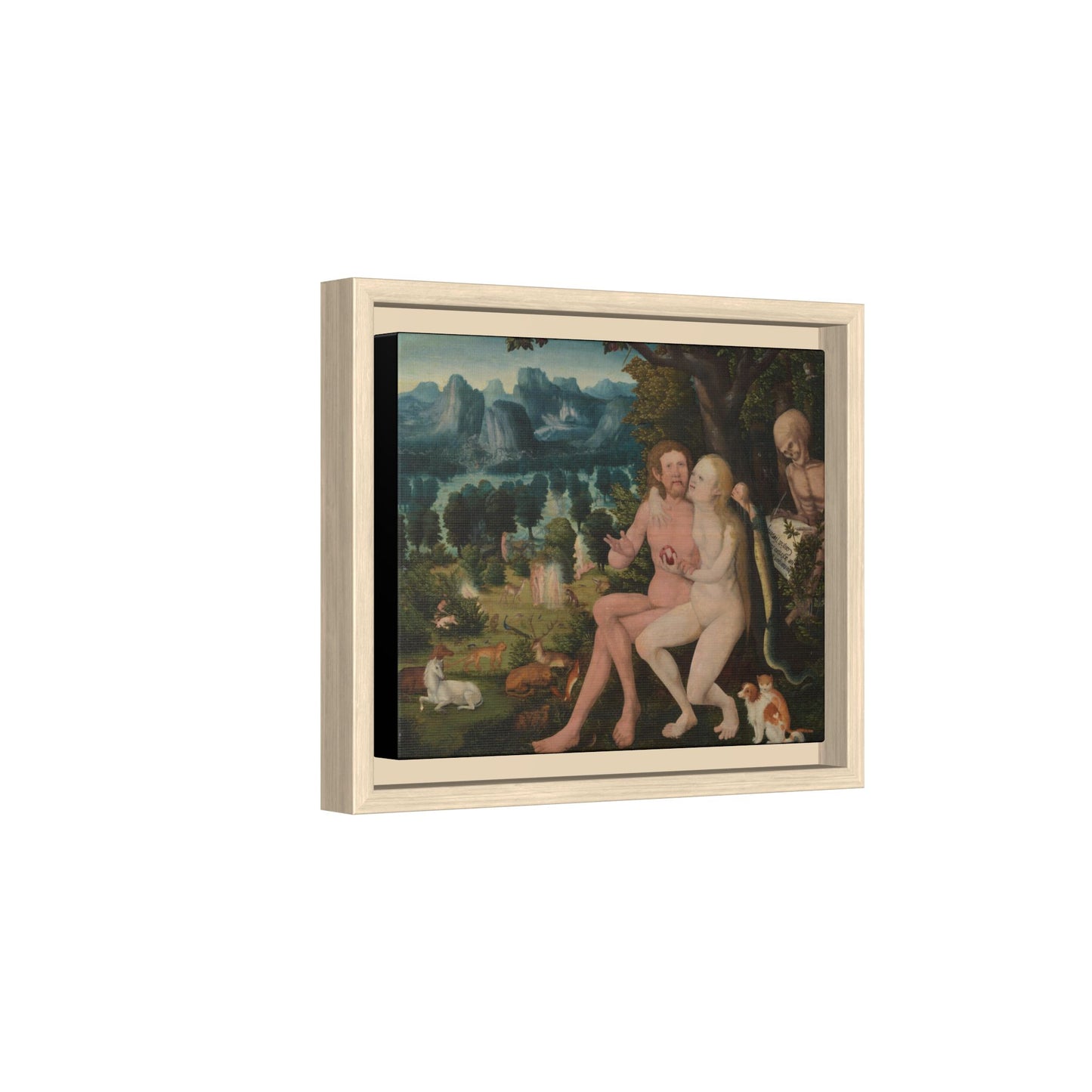 The Fall of Man with Scenes of the Creation – Renaissance Painting. Matte. Framed canvas.