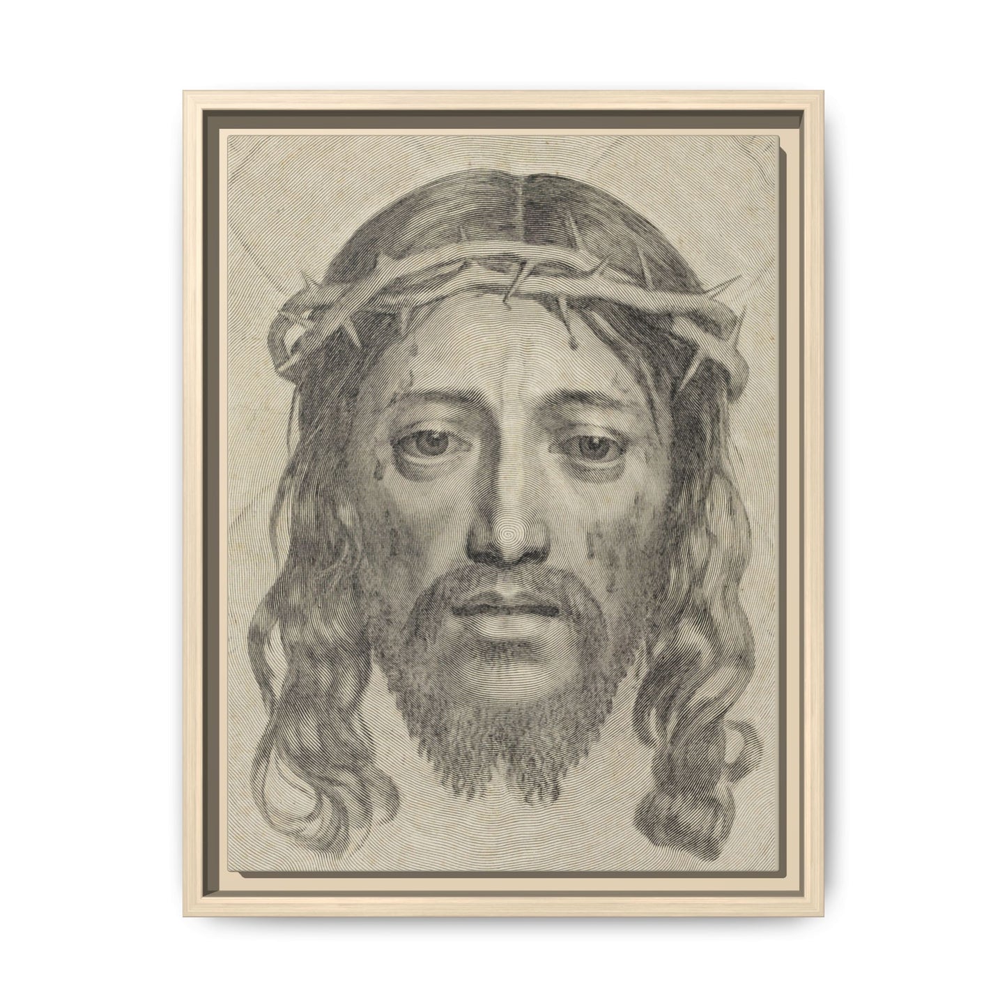 The Sudarium of Saint Veronica – Antique Engraving. Matte. Framed canvas.