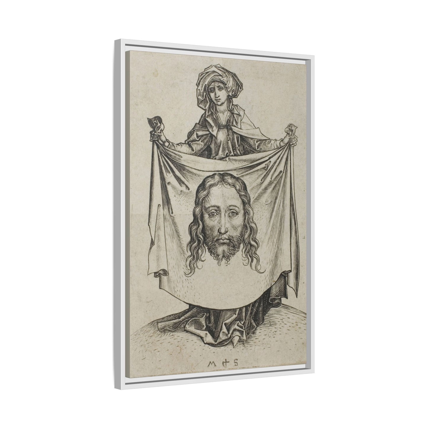 St. Veronica – Renaissance Engraving. The Holy Face. Matte. Framed canvas.