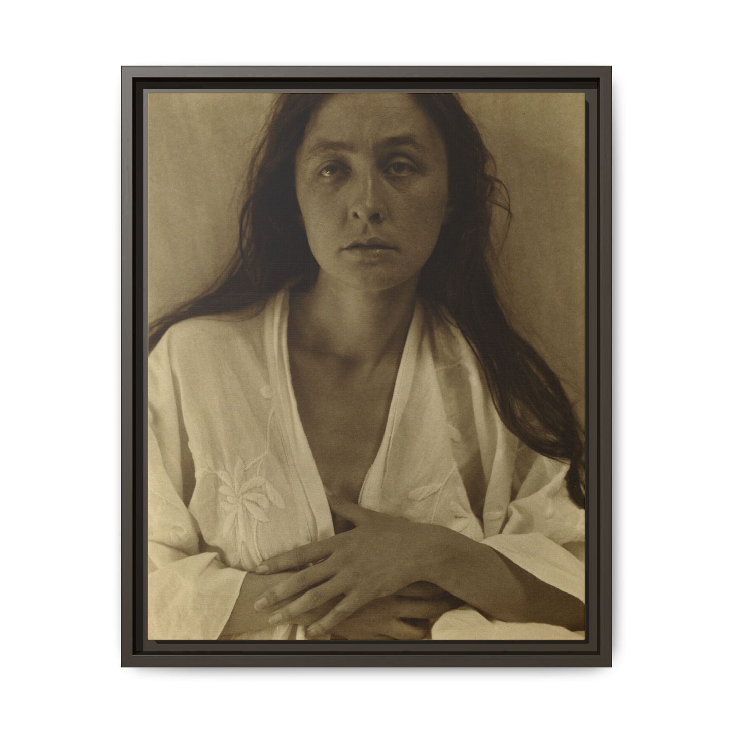 The Gaze of the Desert. Georgia O’Keeffe portrait. Matte. Framed canvas.
