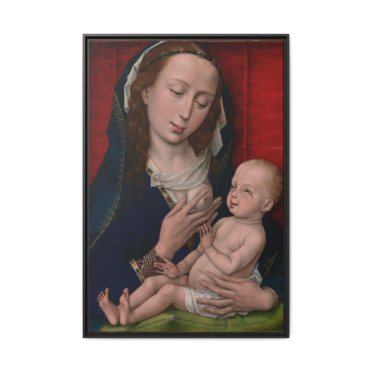 Madonna and Child. Renaissance Painting. Matte. Framed canvas.