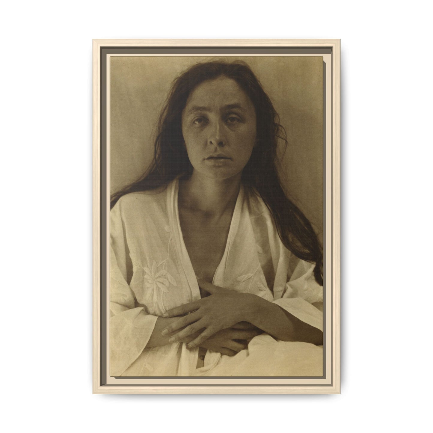 The Gaze of the Desert. Georgia O’Keeffe portrait. Matte. Framed canvas.