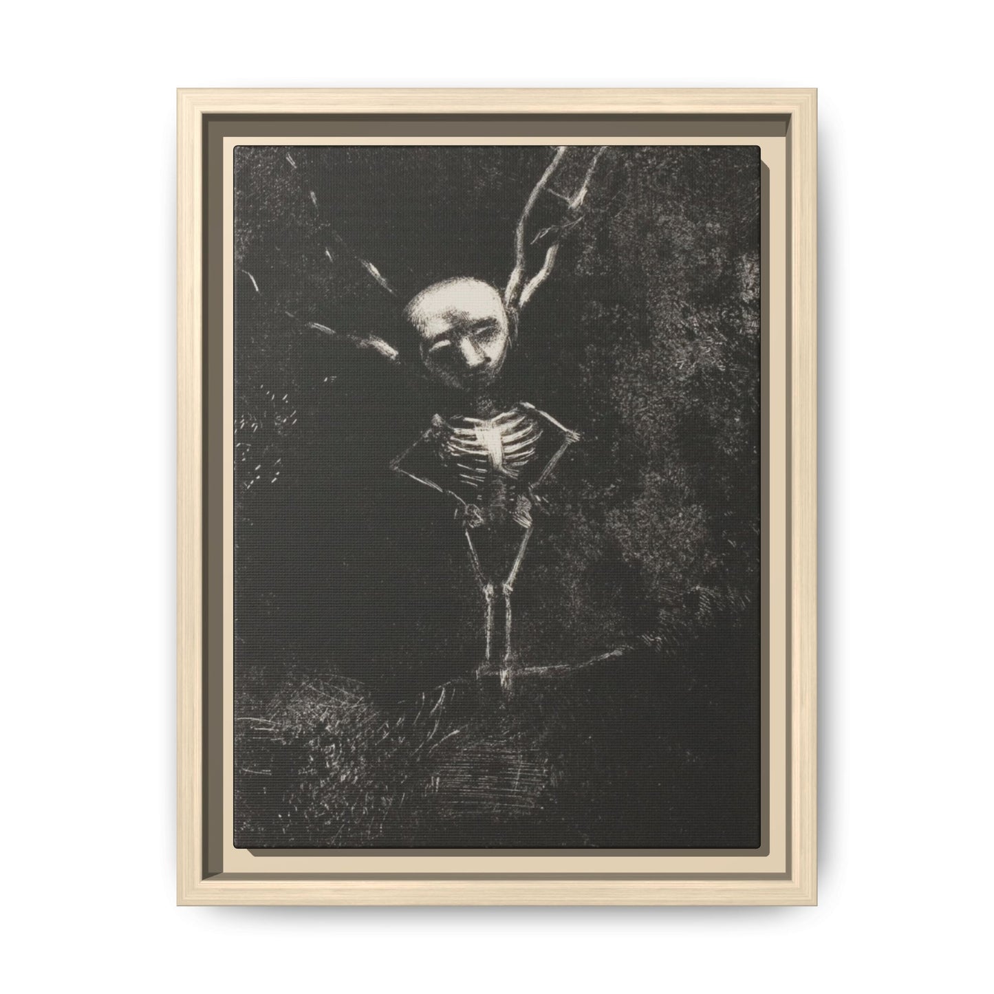 Dark Surreal Skeleton Art Print — Framed Matte Canvas
