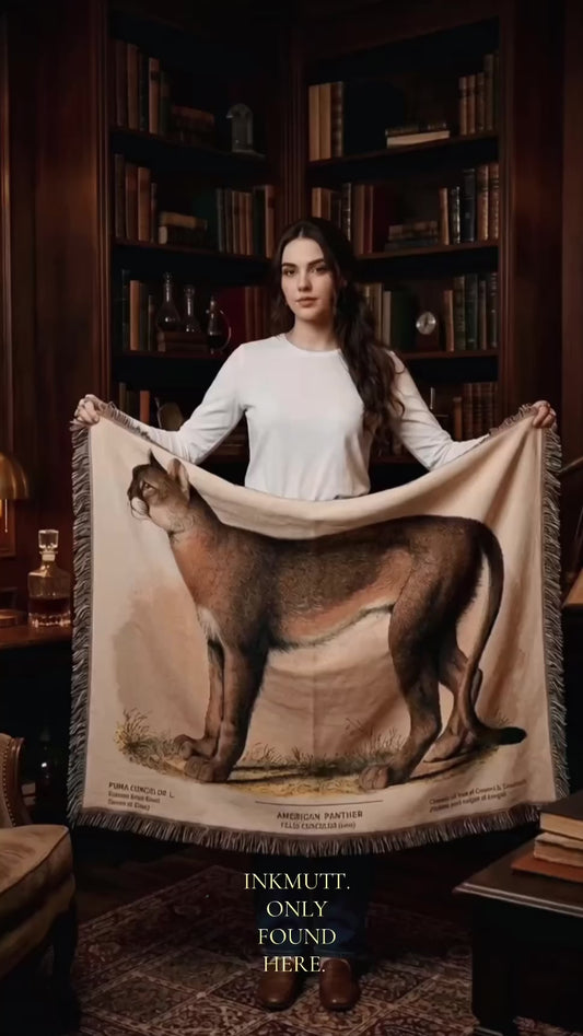 Authentic American Panther Puma Natural History Woven Blanket | Wilderness Throw